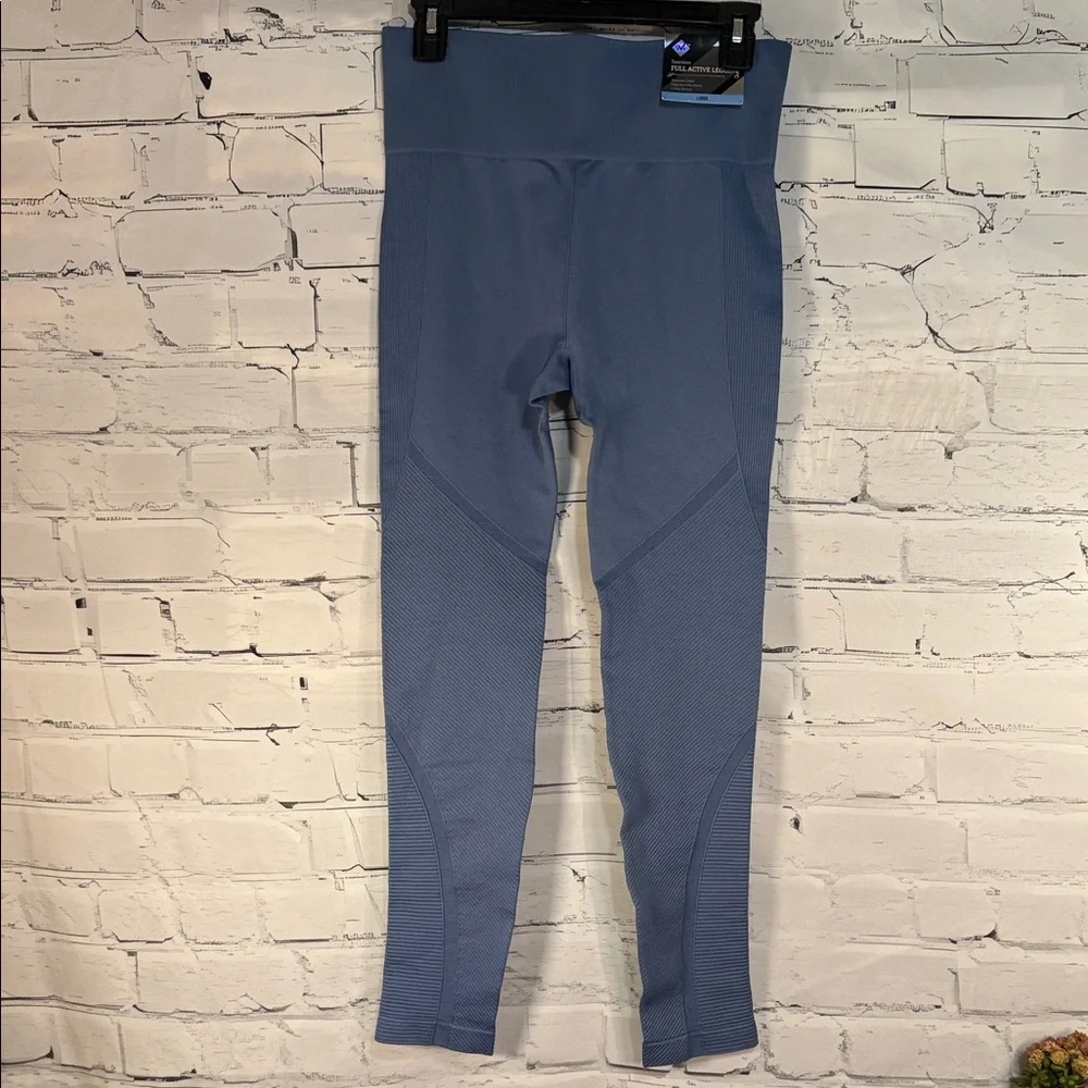 Women's Blue Gray 7/8 Leggings seamless, high-rise waistband, four-way stretch - Picture 4 of 11